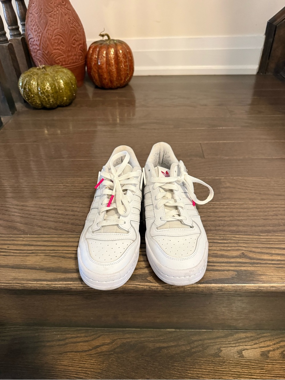 Women’s Adidas Forum Low Sneakers with Hot Pink Accents